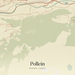 Fototapeta premium Vintage map of Pollein, Italy.