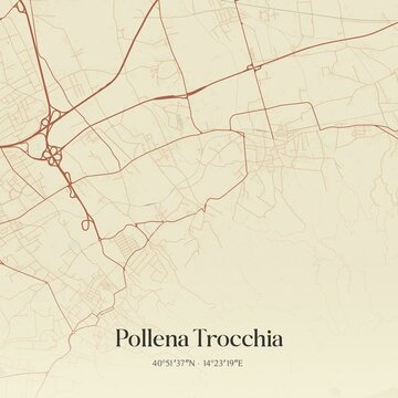 Vintage map of Pollena Trocchia, Italy.