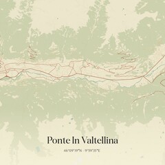 Vintage map of Ponte In Valtellina, Italy.
