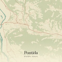 Vintage map of Pontida, Italy.