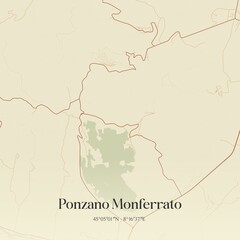 Obraz premium Vintage map of Ponzano Monferrato, Italy.