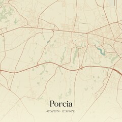 Vintage map of Porcia, Italy.