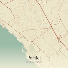 Fototapeta premium Vintage map of Portici, Italy.
