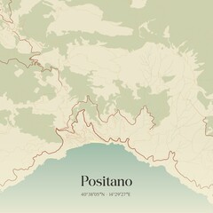 Naklejka premium Vintage map of Positano, Italy.