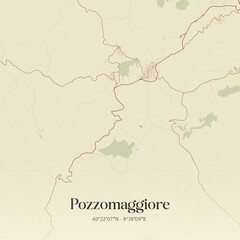 Vintage map of Pozzomaggiore, Italy.