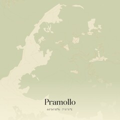 Fototapeta premium Vintage map of Pramollo, Italy.