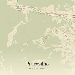 Vintage map of Prarostino, Italy.