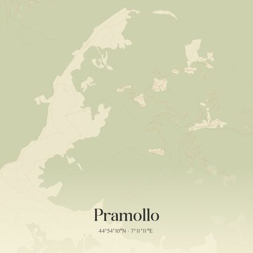 Vintage map of Pramollo, Italy.