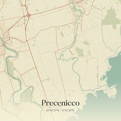 Fototapeta premium Vintage map of Precenicco, Italy.