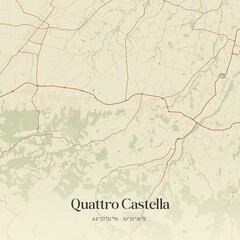 Vintage map of Quattro Castella, Italy.