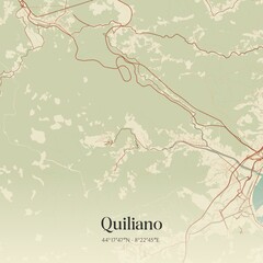 Vintage map of Quiliano, Italy.