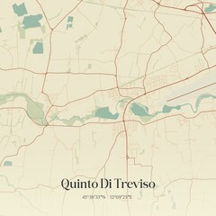 Vintage map of Quinto Di Treviso, Italy.