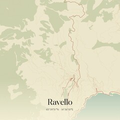 Vintage map of Ravello, Italy.