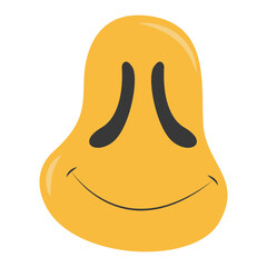 Psychedelic Melting Emoji Face. Vector Illustration in Vintage Design Style