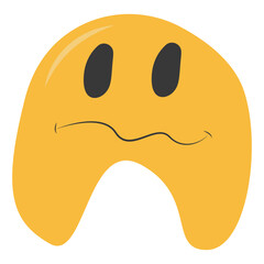 Psychedelic Melting Emoji Face. Vector Illustration in Vintage Design Style