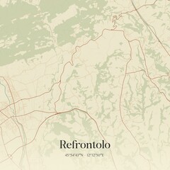 Vintage map of Refrontolo, Italy.