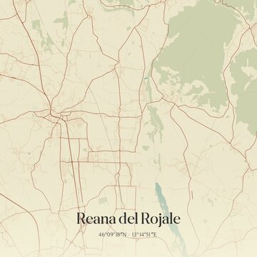 Vintage map of Reana del Rojale, Italy.