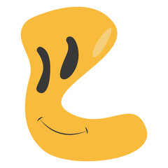 Psychedelic Melting Emoji Face. Vector Illustration in Vintage Design Style