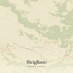Vintage map of Ricigliano, Italy.