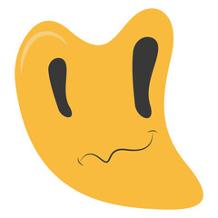 Psychedelic Melting Emoji Face. Vector Illustration in Vintage Design Style