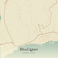 Vintage map of Riva Ligure, Italy.