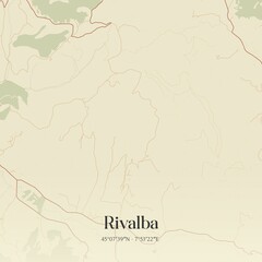 Fototapeta premium Vintage map of Rivalba, Italy.