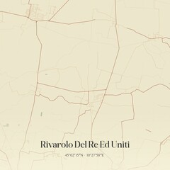 Vintage map of Rivarolo Del Re Ed Uniti, Italy.