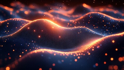 Fototapeta premium Abstract Glowing Waves: Digital Art of Energetic Particles