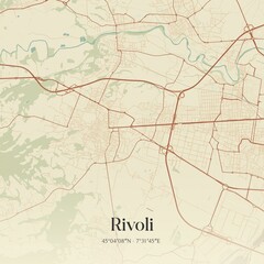 Vintage map of Rivoli, Italy.