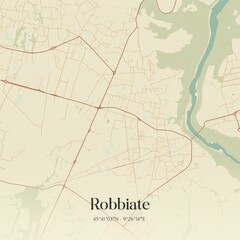 Vintage map of Robbiate, Italy.