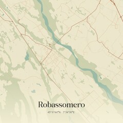 Vintage map of Robassomero, Italy.