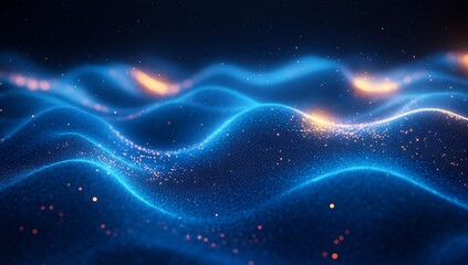 Abstract Blue Wave of Light Particles