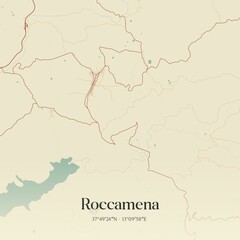 Vintage map of Roccamena, Italy.
