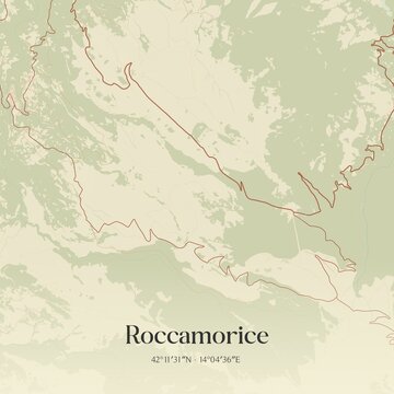 Vintage map of Roccamorice, Italy.