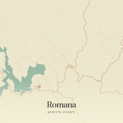 Vintage map of Romana, Italy.