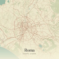 Vintage map of Roma, Italy.