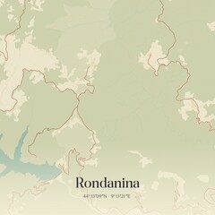 Obraz premium Vintage map of Rondanina, Italy.