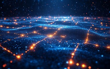 Obraz premium Abstract Digital Network: Glowing Nodes and Connections