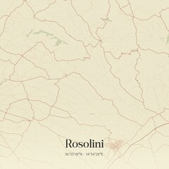 Obraz premium Vintage map of Rosolini, Italy.