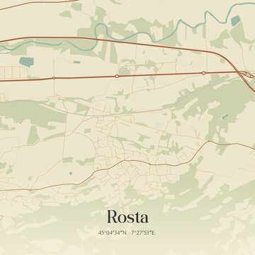 Vintage map of Rosta, Italy.
