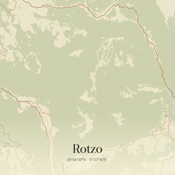 Vintage map of Rotzo, Italy.