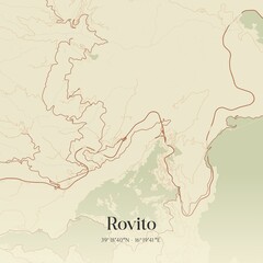Vintage map of Rovito, Italy.