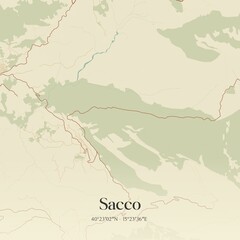 Vintage map of Sacco, Italy.