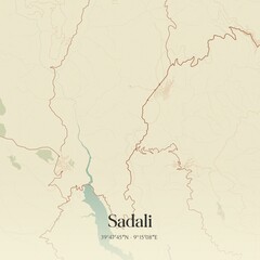 Fototapeta premium Vintage map of Sadali, Italy.