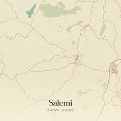 Vintage map of Salemi, Italy.