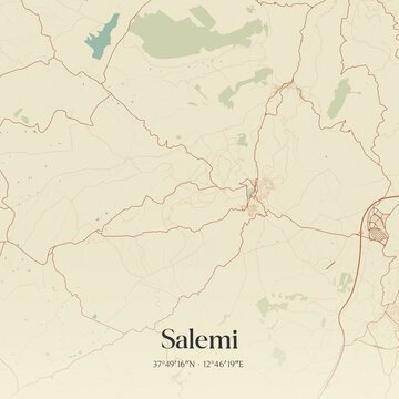 Vintage map of Salemi, Italy.