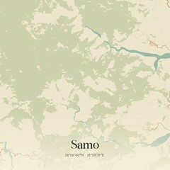Vintage map of Samo, Italy.