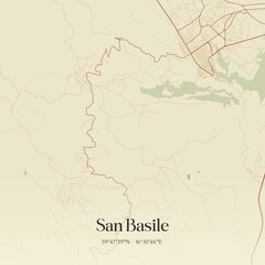 Fototapeta premium Vintage map of San Basile, Italy.