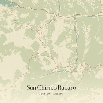 Vintage map of San Chirico Raparo, Italy.