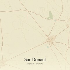 Vintage map of San Donaci, Italy.